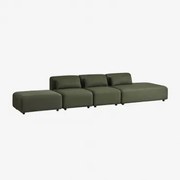 Sofá Modular De 3 Peças Com Chaise Longue Direita E Pufe Fogler Chenille Verde Sálvia - Sklum