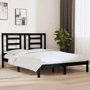 Estrutura de cama 160x200 cm pinho maciço preto