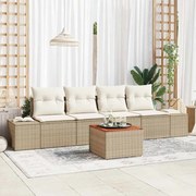 vidaXL Conjunto de sofá de jardim de 5 peças com almofadas bege em rattan sintético acácia