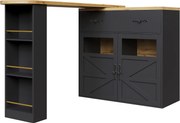 Mesa de bar extensível com arrumação e função giratória 360°, 138-204x39x104 cm, Preto