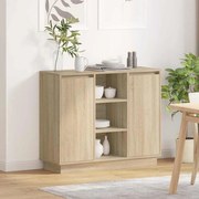 vidaXL Cristaleira com LED Carvalho Sonoma 90x32x75 cm Madeira Engenharia