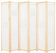 Divisória de quarto com 6 painéis 240x170x4 cm tecido cor creme