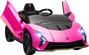AIYAPLAY Carro Elétrico Infantil Lamborghini 12V Controlo Remoto Faróis Buzina Arranque Lento e Música MP3 114,5x64x45,5 cm Rosa | Aosom Portugal