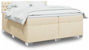 vidaXL Cama com molas/colchão 200x200 cm tecido cor creme