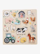 Puzzle de pegas Lovely Farm, em madeira FSC® bege claro liso com motivo