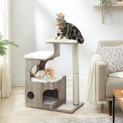 Arranhador para Gatos com caverna 66 x 40 x 86 cm Greige-branco