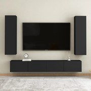 vidaXL 4 pcs conjunto de móveis de TV contraplacado preto