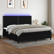 vidaXL Cama box spring c/ colchão e LED 200x200 cm tecido preto