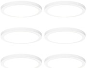 Conjunto de 6 focos embutidos ou de superfície brancos 30 cm incl. LED Dimmer de 3 níveis para quente - Trans