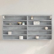 vidaXL Armário vitrine 100x8,5x50cm derivados de madeira cinza cimento