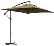 Outsunny Chapéu de Sol Excêntrico 294x193 cm Chapéu de Sol de Jardim com Base Cruzada e Manivela Impermeavel Proteção UV Marrom