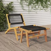 vidaXL Cadeira de jardim c/ apoio de pés teca maciça/poliéster