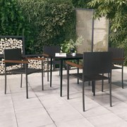 5 pcs Conjunto de jantar para jardim preto