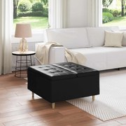 vidaXL Puff de armazenamento Preto 80 x 80 x 45 cm Couro sintético