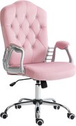 Vinsetto Cadeira de escritório, encosto reclinável, altura ajustável, visual de veludo, até 120 kg, Rosa | Aosom Portugal
