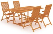 vidaXL 5 pcs conjunto de jantar para jardim madeira de teca maciça