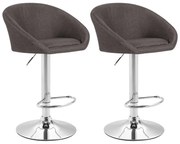 Conjunto de 2 bancos de bar Miami em tecido e com estrutura cromada 55 x 86-106 x 51 cm Cinzento escuro
