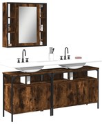 vidaXL 3 pcs conjunto móveis WC derivados de madeira carvalho fumado