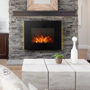 Lareira Elétrica Suspensa/Parede - Preto - 65x11,4x52 cm - Vidro Tempe