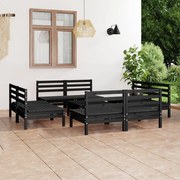 9 pcs conjunto lounge de jardim pinho maciço preto