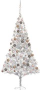 vidaXL Árvore Natal artificial pré-iluminada c/bola 210cm PET prateado
