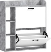 HOMCOM Sapateira 15 pares, armário de sapatos moderno com 2 gavetas basculantes, 83x24x90,5cm, branco e cinza | Aosom Portugal