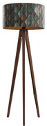 Vloerlamp walnoot hout met velours lampenkap blad dessin 50cm - Tripod Classic Clássico / Antigo,Rústico