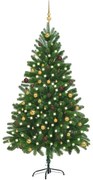 vidaXL Árvore Natal artificial pré-iluminada c/ bolas 210 cm verde