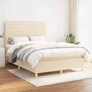 vidaXL Cama com molas/colchão 140x190 cm tecido cor creme