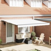 vidaXL Toldo Retrátil Manual Branco 400 × 300 cm Poliéster e Metal