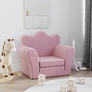 Sofá-cama infantil de pelúcia rosa