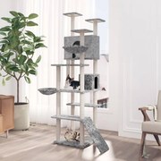 vidaXL Árvore p/ gatos c/ postes arranhadores sisal 191 cm cinza-claro
