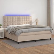vidaXL Cama box spring c/colchão/LED 200x200cm couro artif. cappuccino