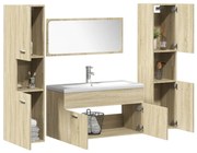 vidaXL 5 pcs conj. móveis casa banho derivados madeira carvalho sonoma