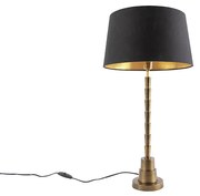 Candeeiro de mesa Art Déco bronze com cúpula de algodão preto 35 cm - Pisos