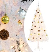 vidaXL Árvore de Natal artificial pré-iluminada enfeites 180cm branco
