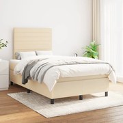 vidaXL Cama com molas/colchão 120x200 cm tecido cor creme