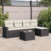 vidaXL 6 pcs conjunto sofás de jardim c/ almofadões vime PE preto