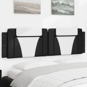 vidaXL Almofadão de cabeceira 180 cm couro artificial preto e branco