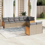 vidaXL 8 pcs conjunto de sofás p/ jardim com almofadões vime PE bege