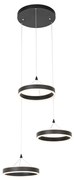 Candeeiro de suspensão preto redondo com LED regulável em 3 níveis 3 luzes - Lyani Design