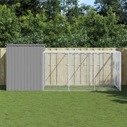 vidaXL Casota cães c/ parque 214x457x181 cm aço galvaniz. cinza-claro