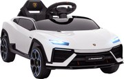 AIYAPLAY Carro Elétrico para Crianças 12V com Motor Duplo Rodas com Suspensão Faróis Música USB 101,5x49x43 cm Branco | Aosom Portugal