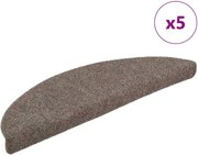 vidaXL Tapetes de escada autoadesivos 5 peças 56x17x3 cm bege semicircular