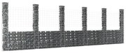 vidaXL Cesto gabião em forma de U c/ 6 postes 620x20x200 cm ferro