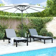 vidaXL Espreguiçadeiras 2 pcs 199,5x60x74 cm pinho maciço preto