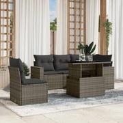 vidaXL 6 pcs conjunto sofás de jardim com almofadões vime cinzento