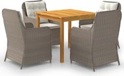 vidaXL 5 pcs conjunto de jantar para jardim castanho