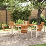 vidaXL Conjunto de Jantar de Jardim 7 Peças em Madeira Sólida de Acácia e Aço Inoxidável
