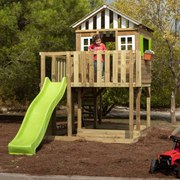 Parque Exterior infantil com Casa de madeira e escorrega LOLLIPOP L